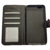 IPHONE 6 / 6S læder cover med flip stand og kort holder, sort
